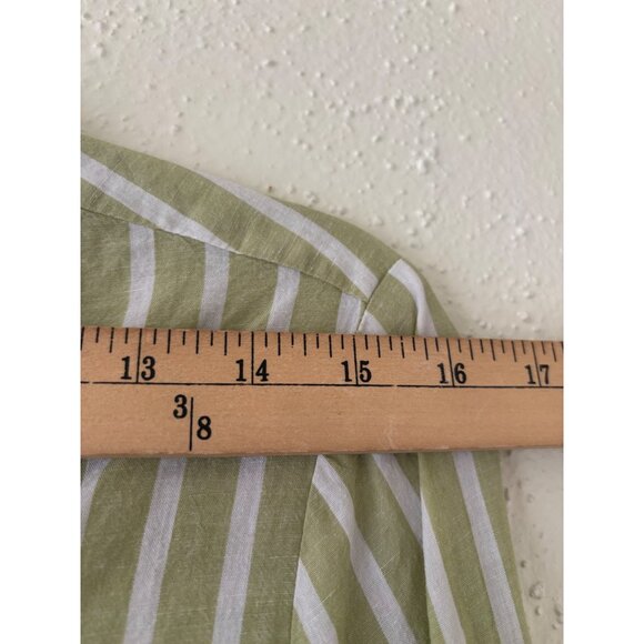 Lola River Green White Striped Button-Down Shirt With Tie-Front  Lightweight - Picture 8 of 14